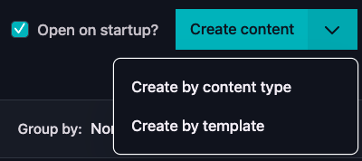 Dashboard - Create content options