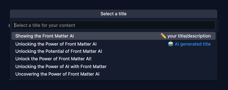 Front Matter AI - Title suggestions